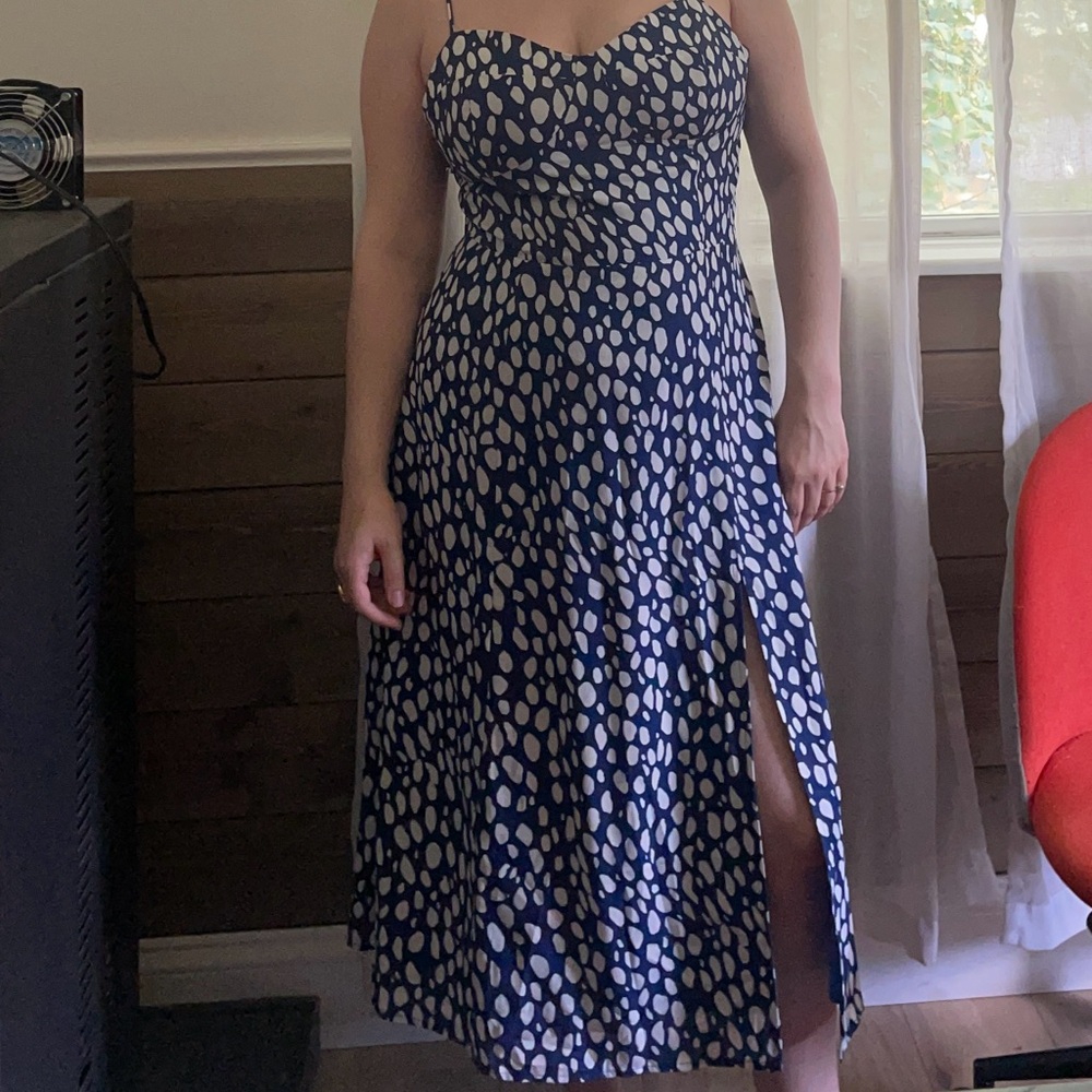 Commense Bustier Blue And White Multi Size L Dress